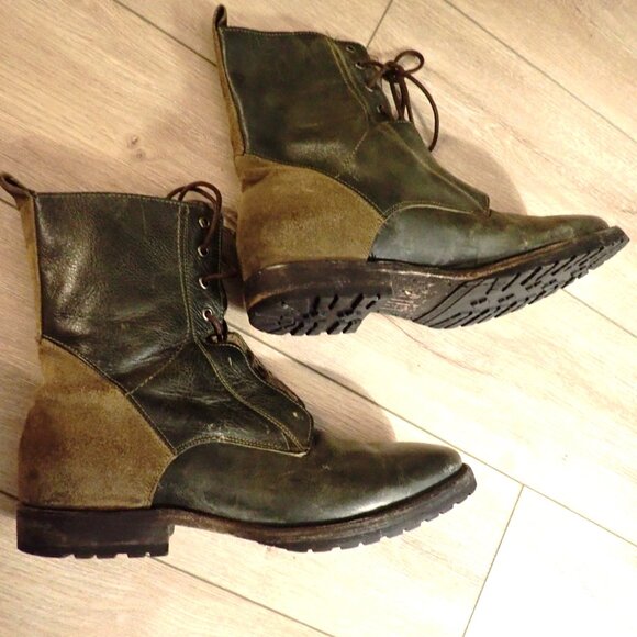 Leather Locke Lace Up Combat Boots 11 - Punk Rock - Picture 2 of 10